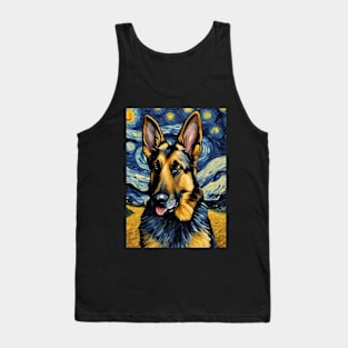 German Shepherd Dog Breed in a Van Gogh Starry Night Art Style Tank Top